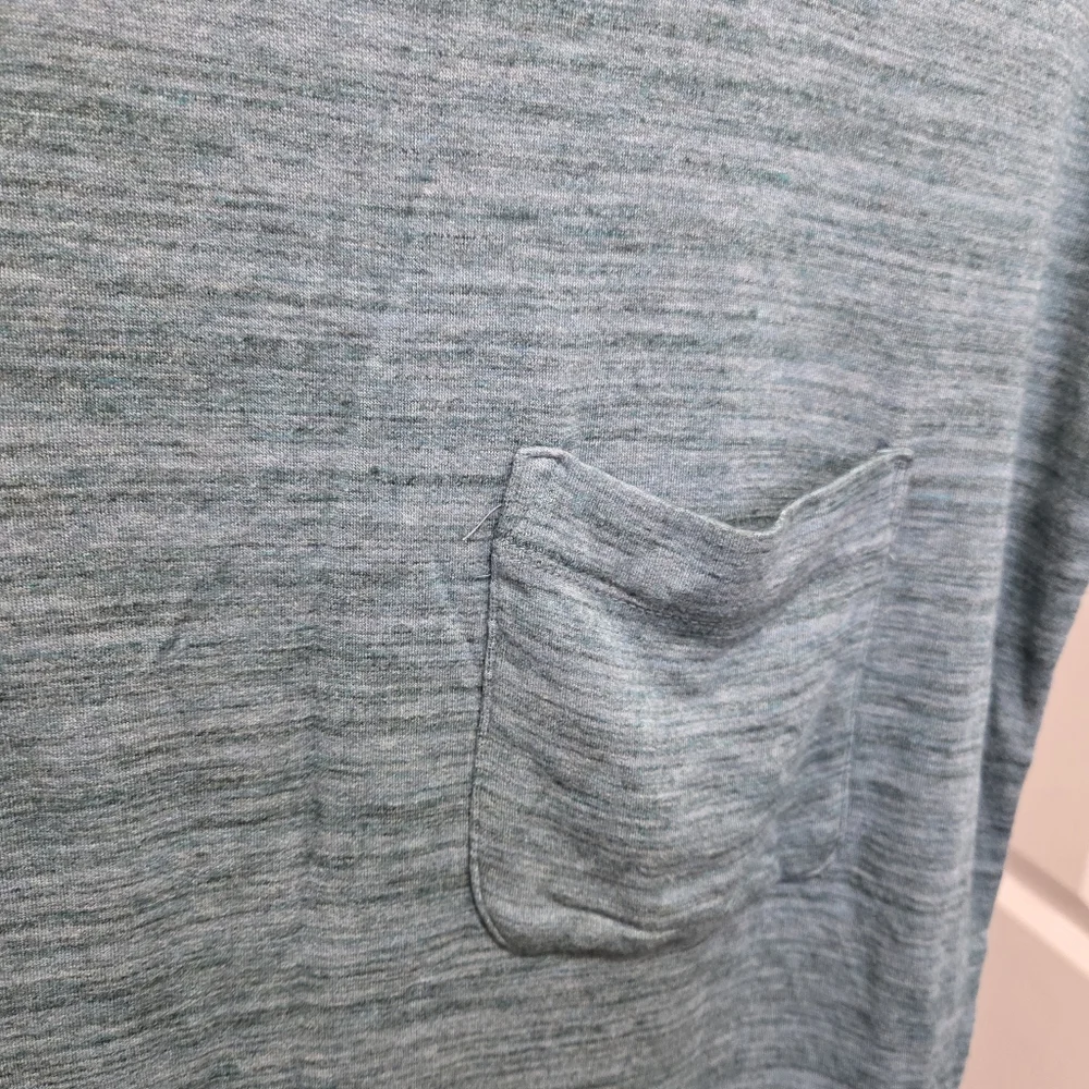 Lou & Grey Rayon Blend Pocket Tee | Teal Slub Knit Relaxed Fit Top - Picture 2 of 7